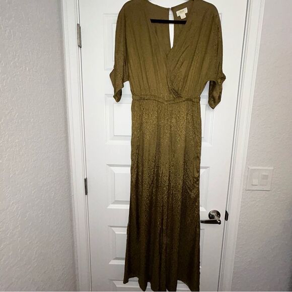 Maeve Anthropologie Jacqueline Animal Print Faux Wrap Short Sleeve Jumpsuit - Picture 1 of 8